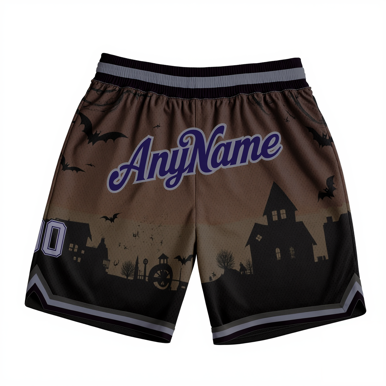 Custom 3D Pattern Black & Navy/Grey Halloween Throwback Shorts