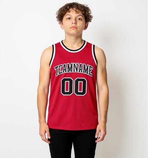 Custom Red & Black/White Basketball Throwback Jersey