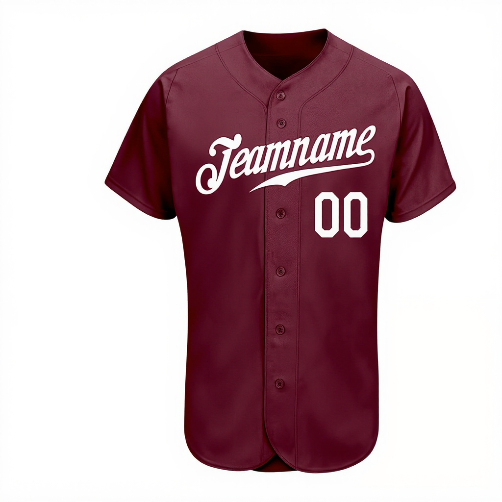 Custom Burgundy & White Baseball Jersey