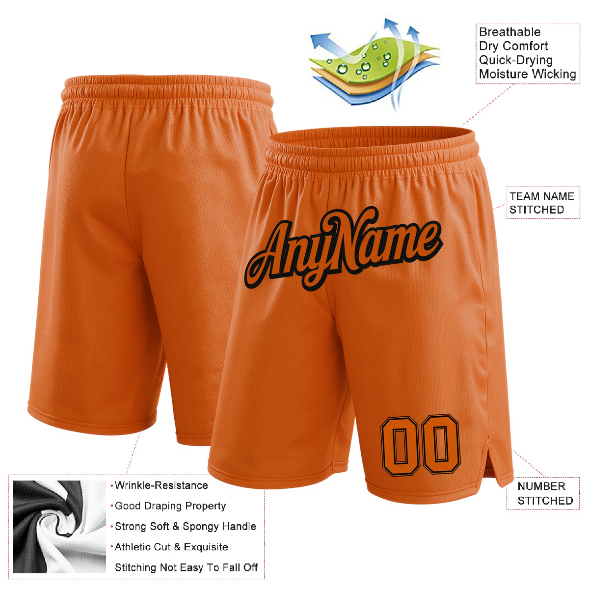 Custom Orange & Black Shorts