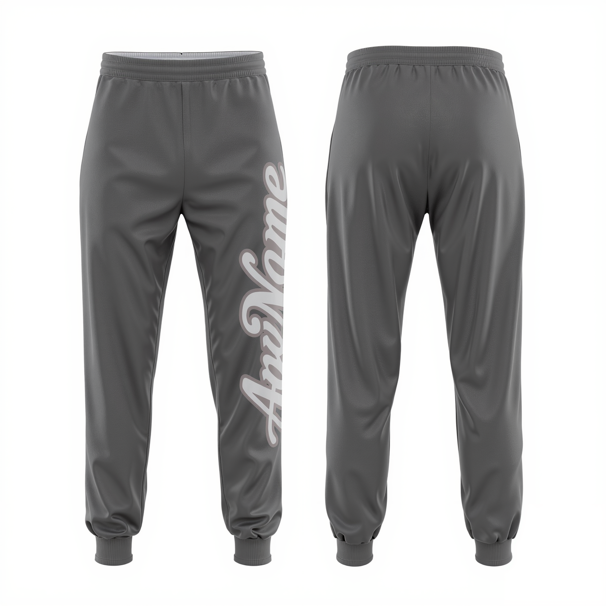 Custom Grey & White Fleece Jogger Sweatpants