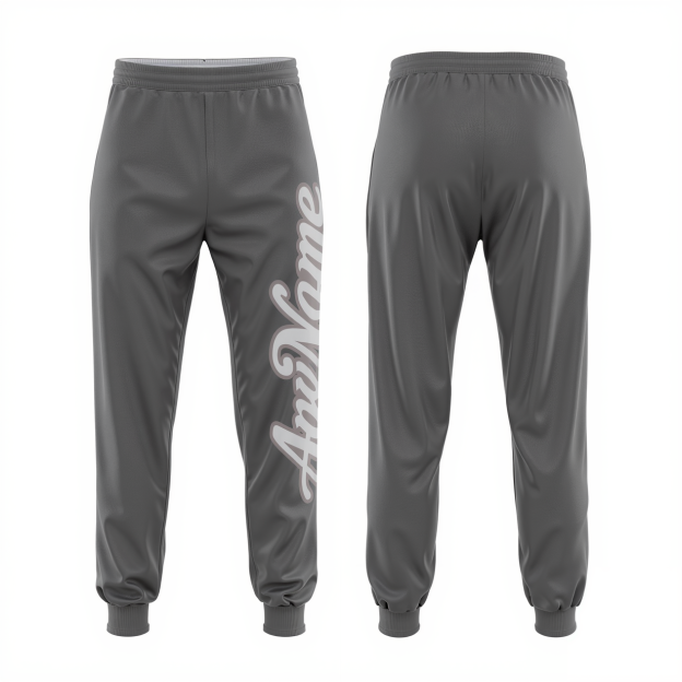 Custom Grey & White Fleece Jogger Sweatpants