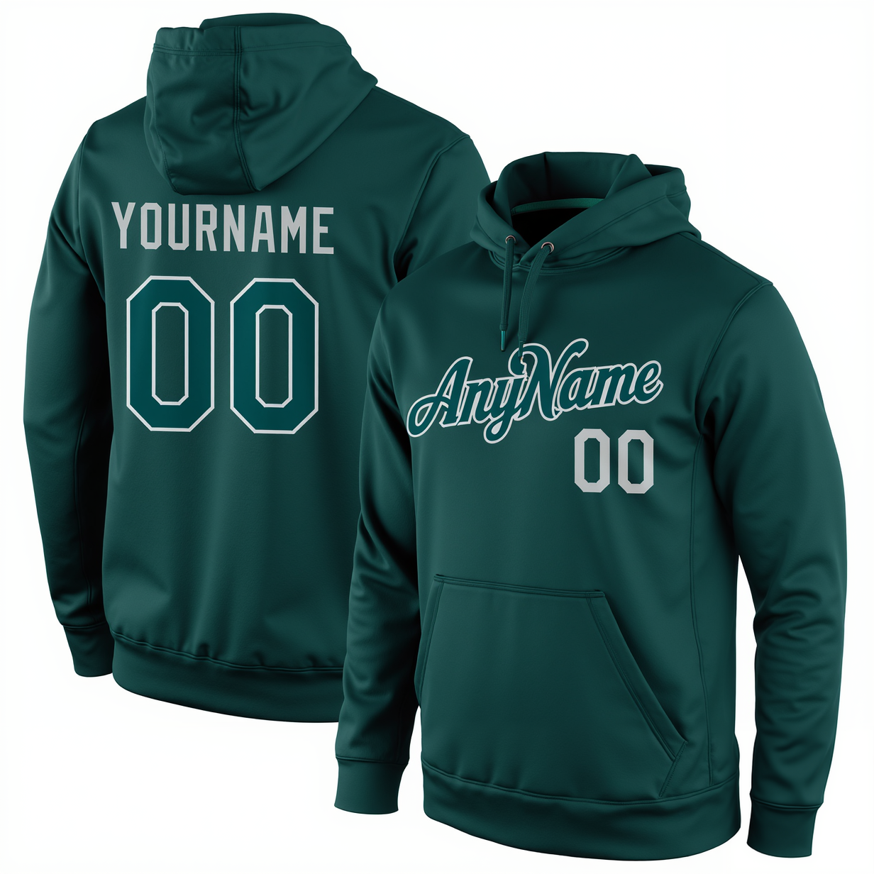 Custom Midnight Green & Grey Pullover Sports Sweatshirt Hoodie