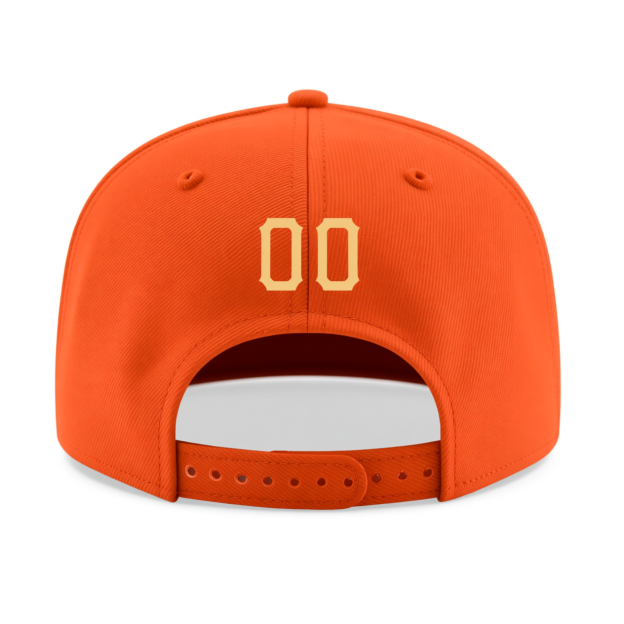 Custom Orange & Sliver/Yellow Stitched Adjustable Snapback Hat