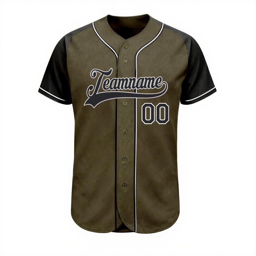 Custom Olive & Black-White Baseball Jersey