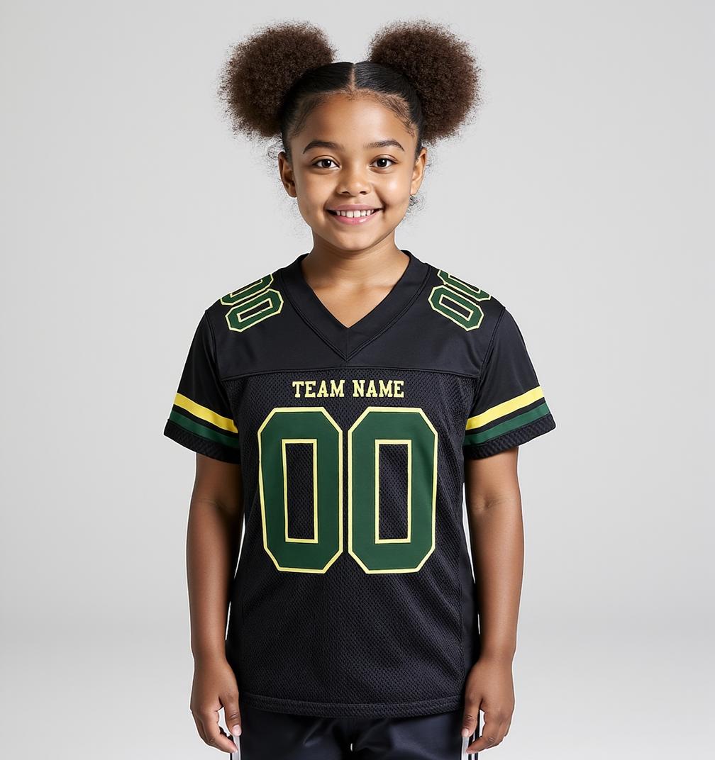 Custom Black & Green/White Football Jersey