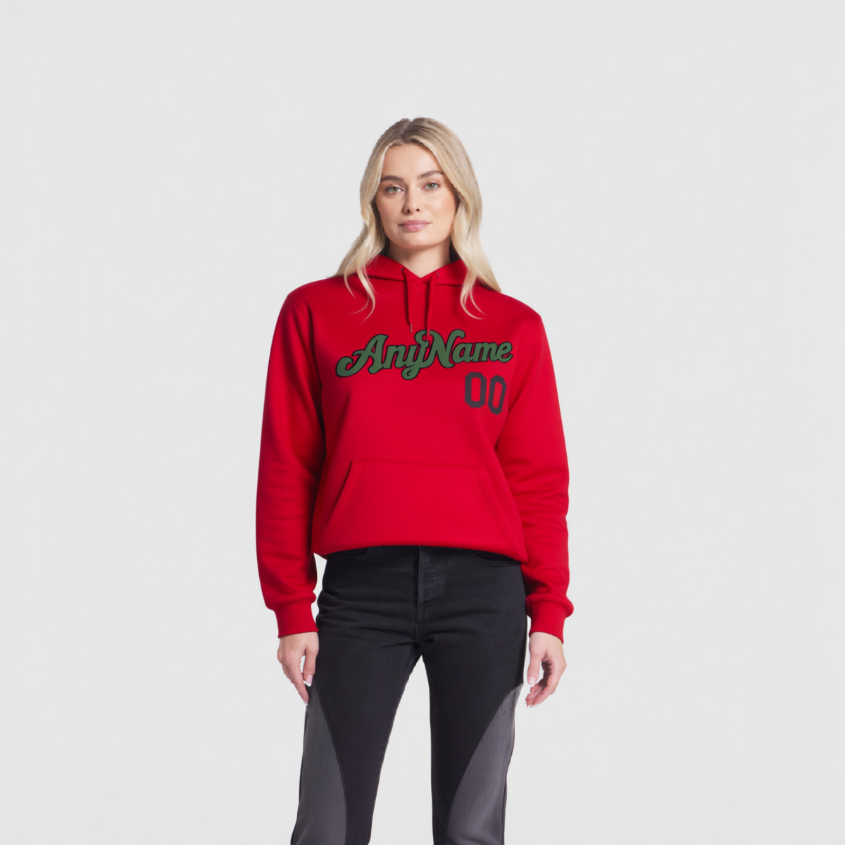 Custom Red & Green/Black Pullover Sports Sweatshirt Hoodie