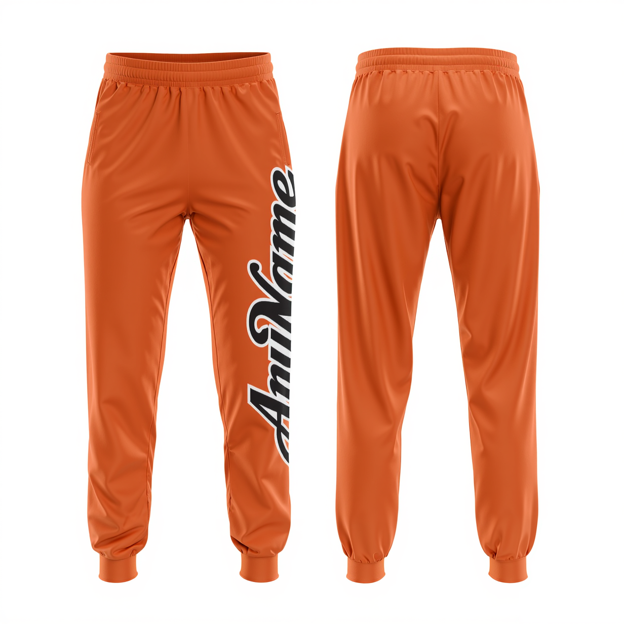 Custom Orange & Black/White Fleece Jogger Sweatpants