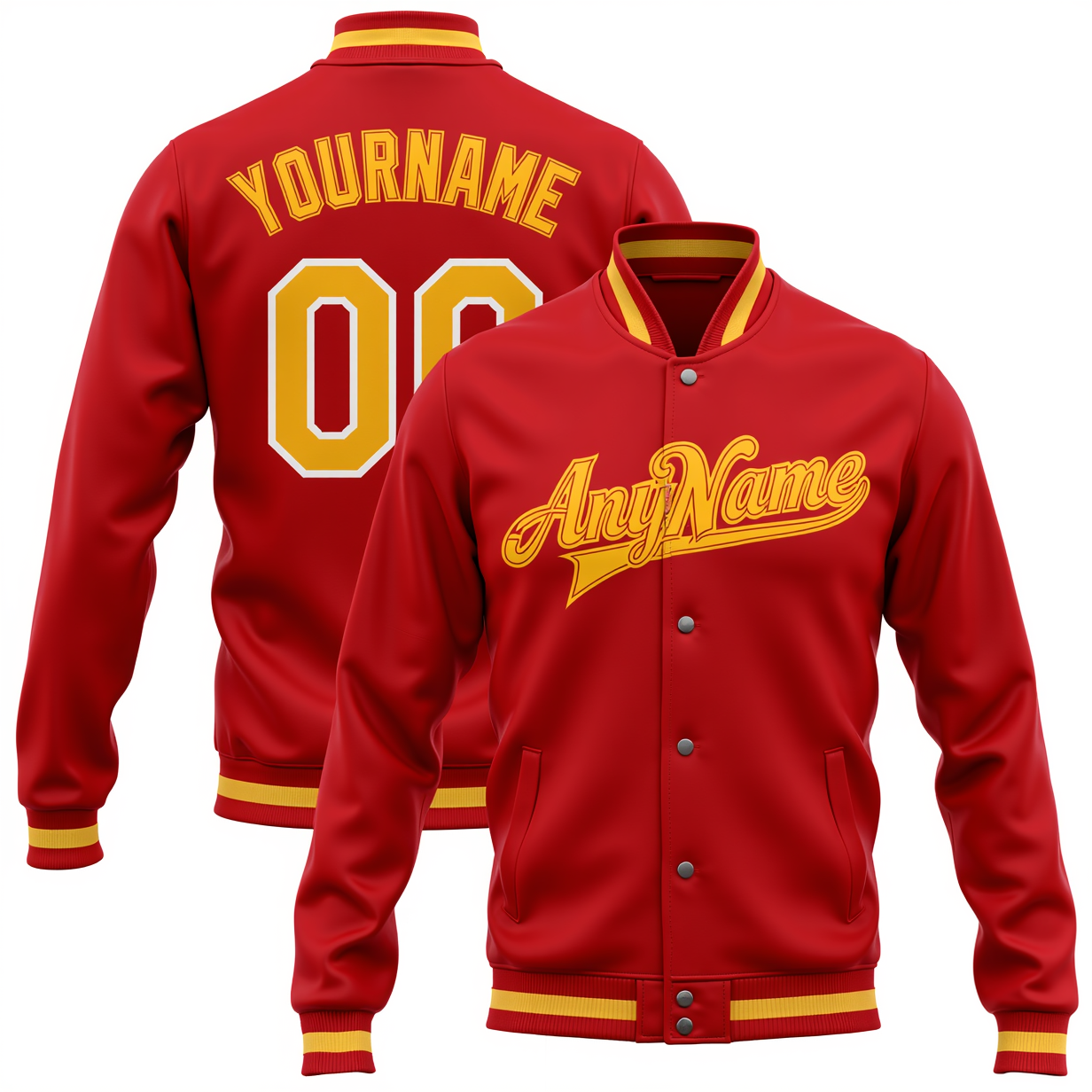 Custom Red & Yellow/White Full-Snap Fleece Jacket