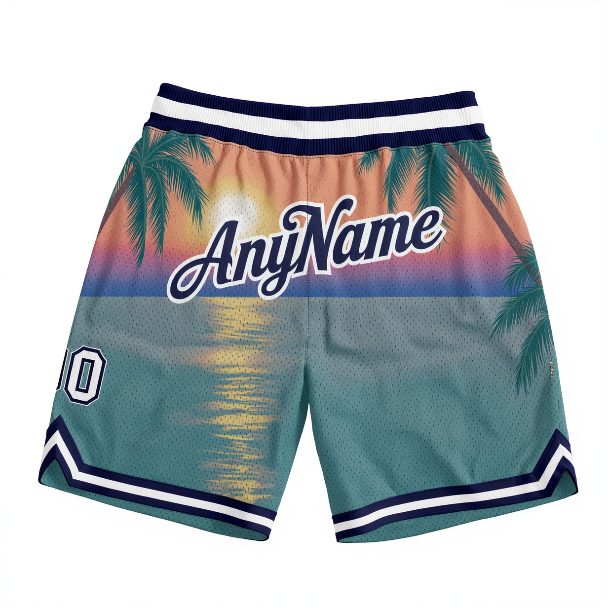 Custom 3D Pattern Lake Blue & Navy/White Hawaii Throwback Shorts