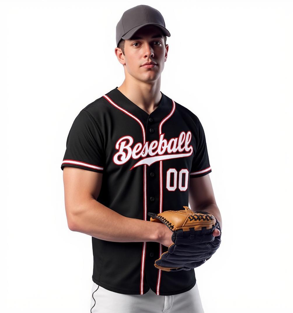 Custom Black & White/Red Baseball Jersey