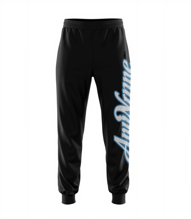 Custom Black & White/Blue Fleece Jogger Sweatpants