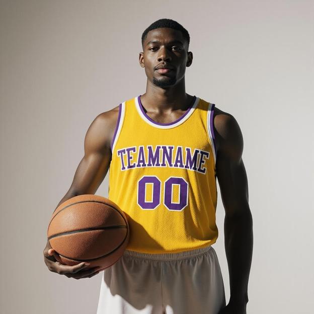 Custom Yellow & Purple/White Basketball Throwback Jersey