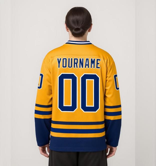 Custom Yellow & Navy/White Hockey Jersey