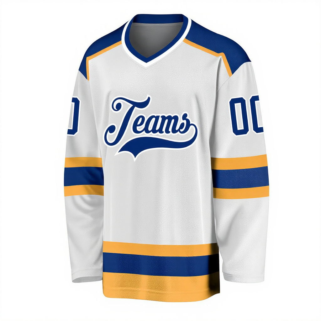 Custom White & Royal Hockey Jersey