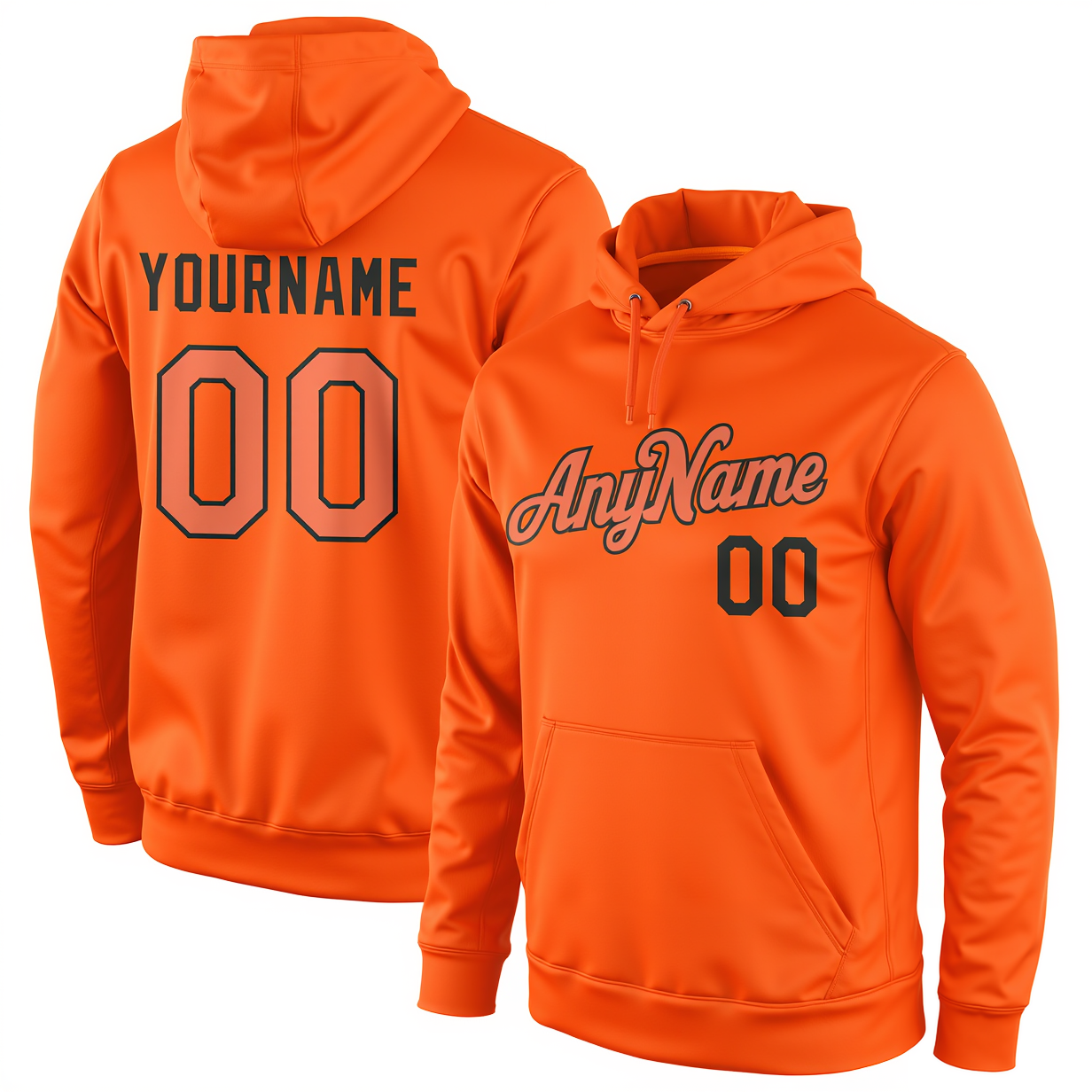 Custom Orange & Pink/Black Pullover Sports Sweatshirt Hoodie