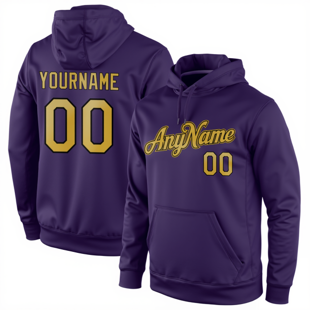 Custom Purple & Yellow/Black Pullover Sports Sweatshirt Hoodie