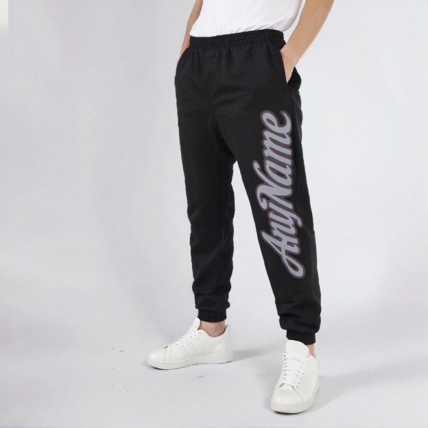 Custom Black & Grey Fleece Jogger Sweatpants
