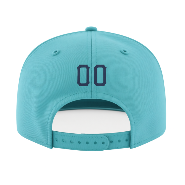 Custom Aqua & Blue/Navy Stitched Adjustable Snapback Hat