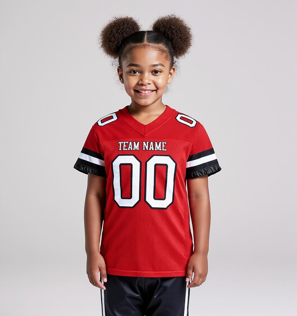 Custom Red & White/Black Football Jersey
