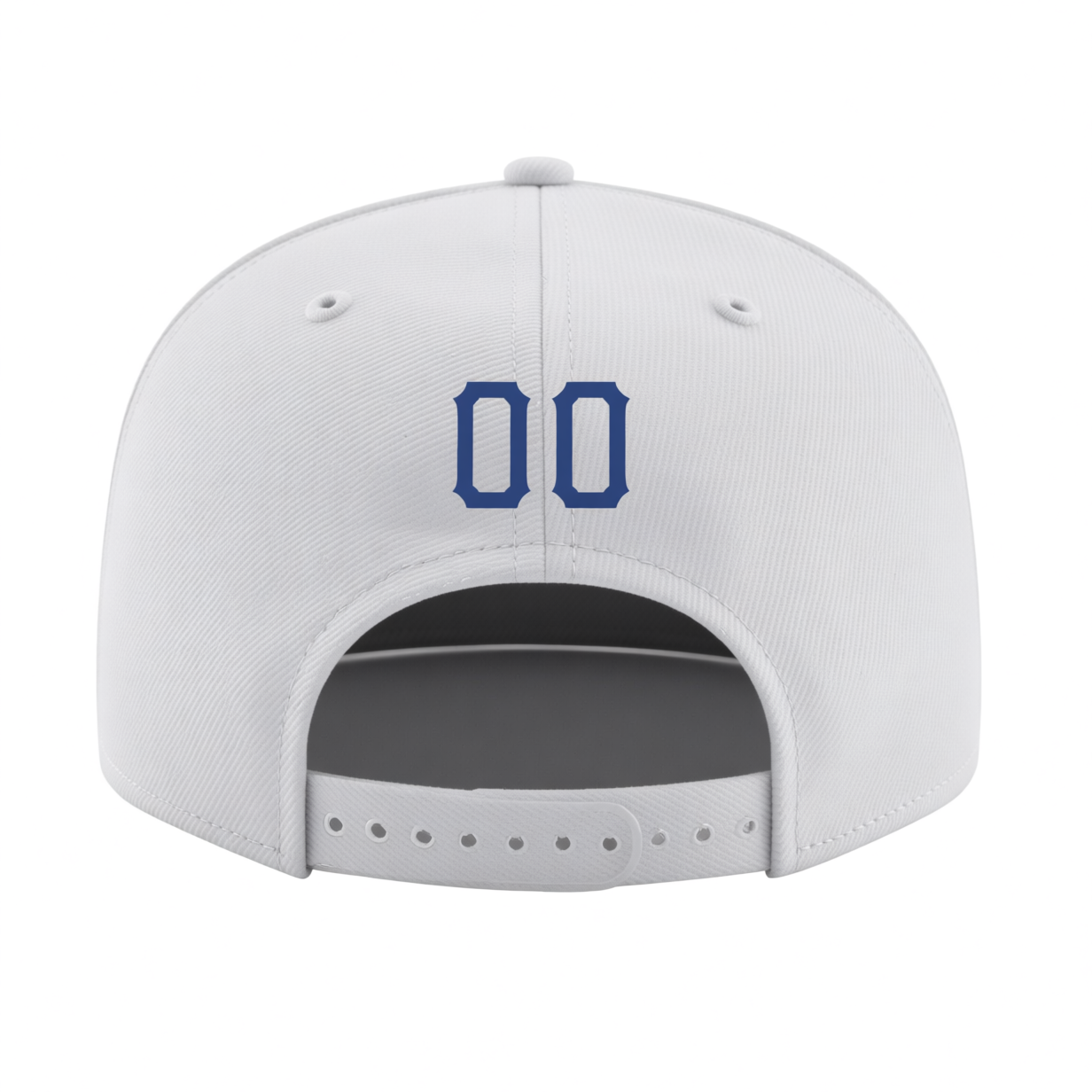 Custom White & Royal Blue Stitched Adjustable Snapback Hat