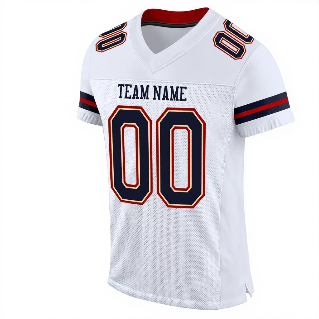 Custom White & Navy&Red Football Jersey