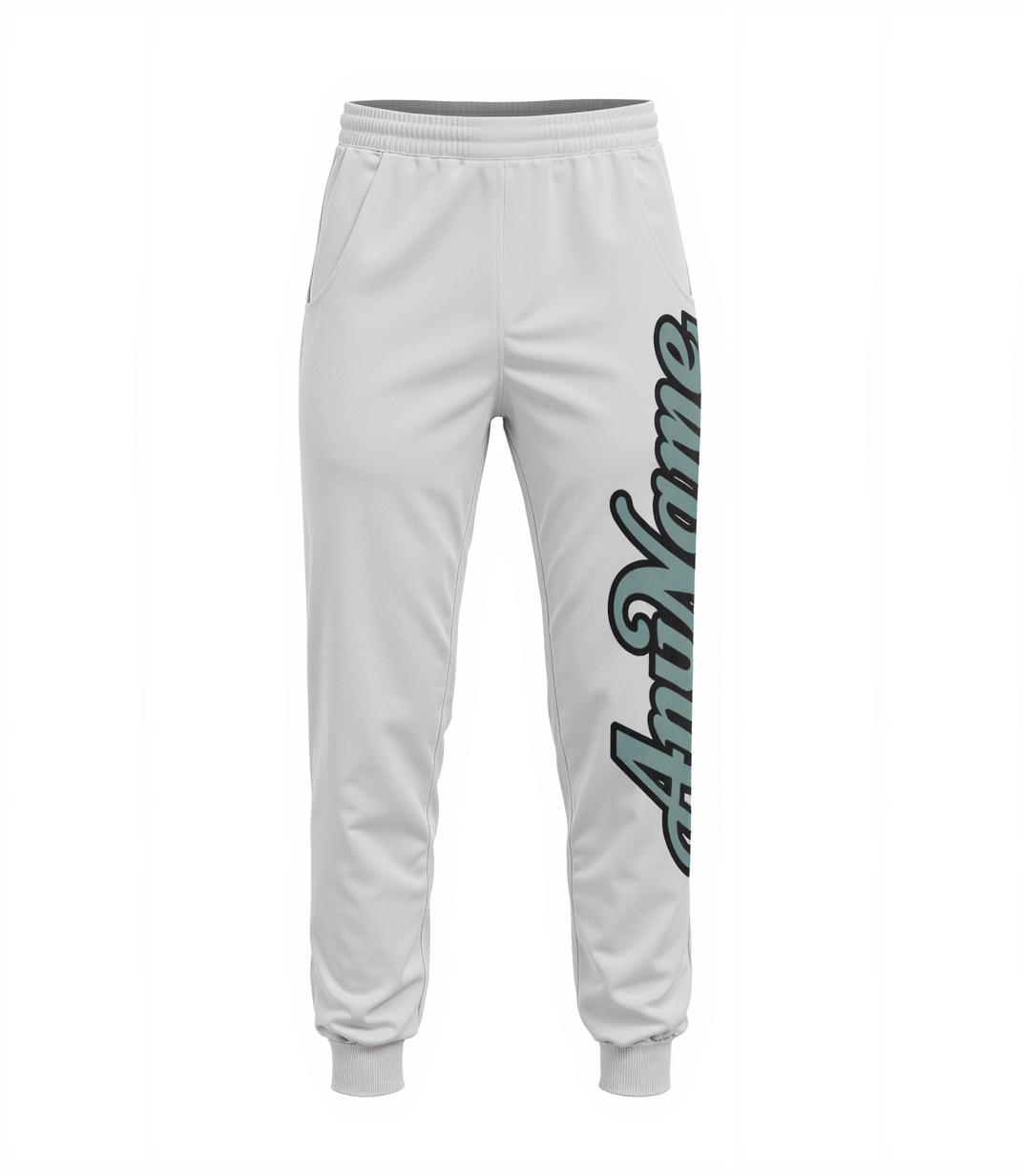 Custom White & Blue/Black Fleece Jogger Sweatpants