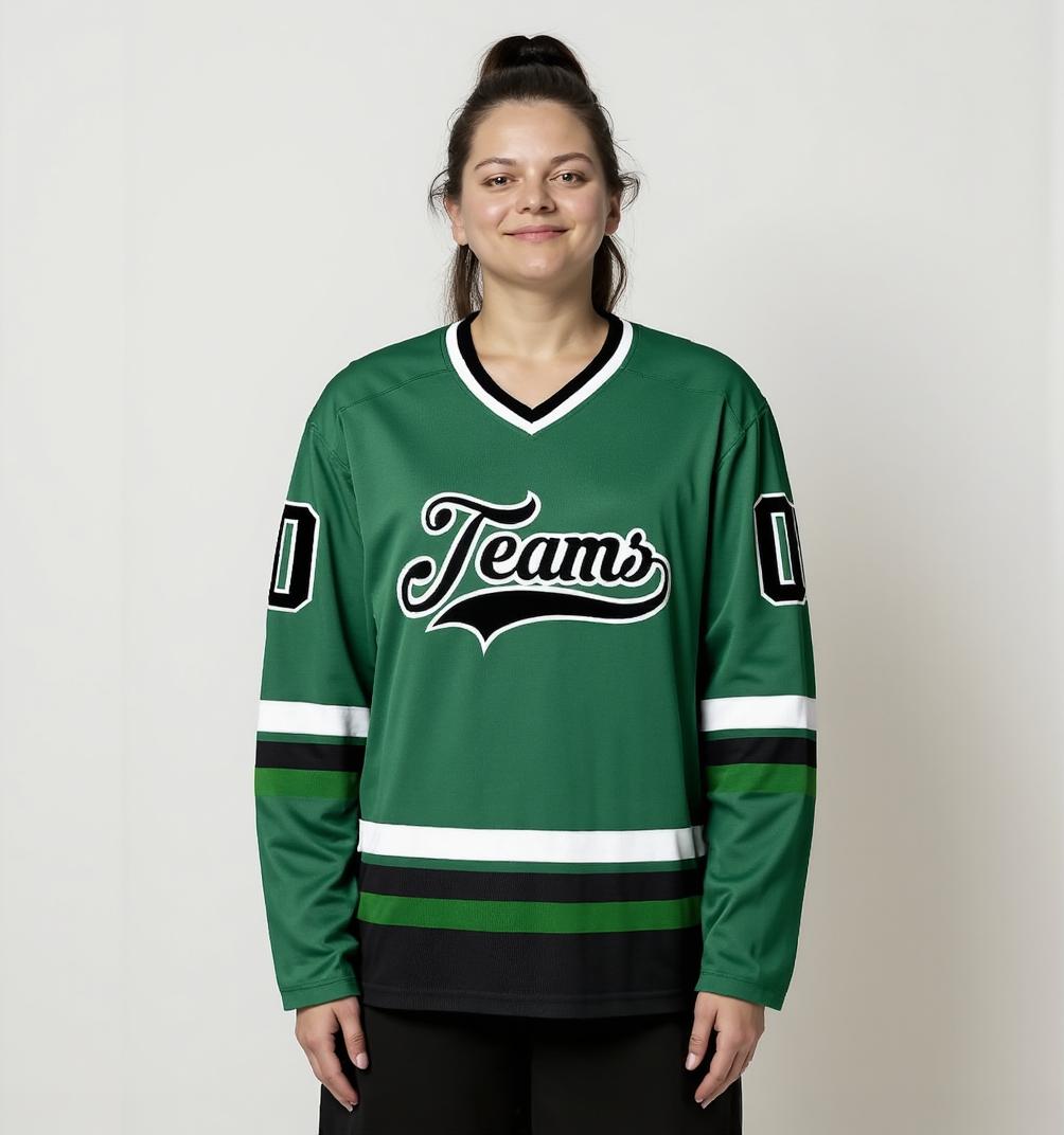 Custom Midnight Green & Black/White Hockey Jersey