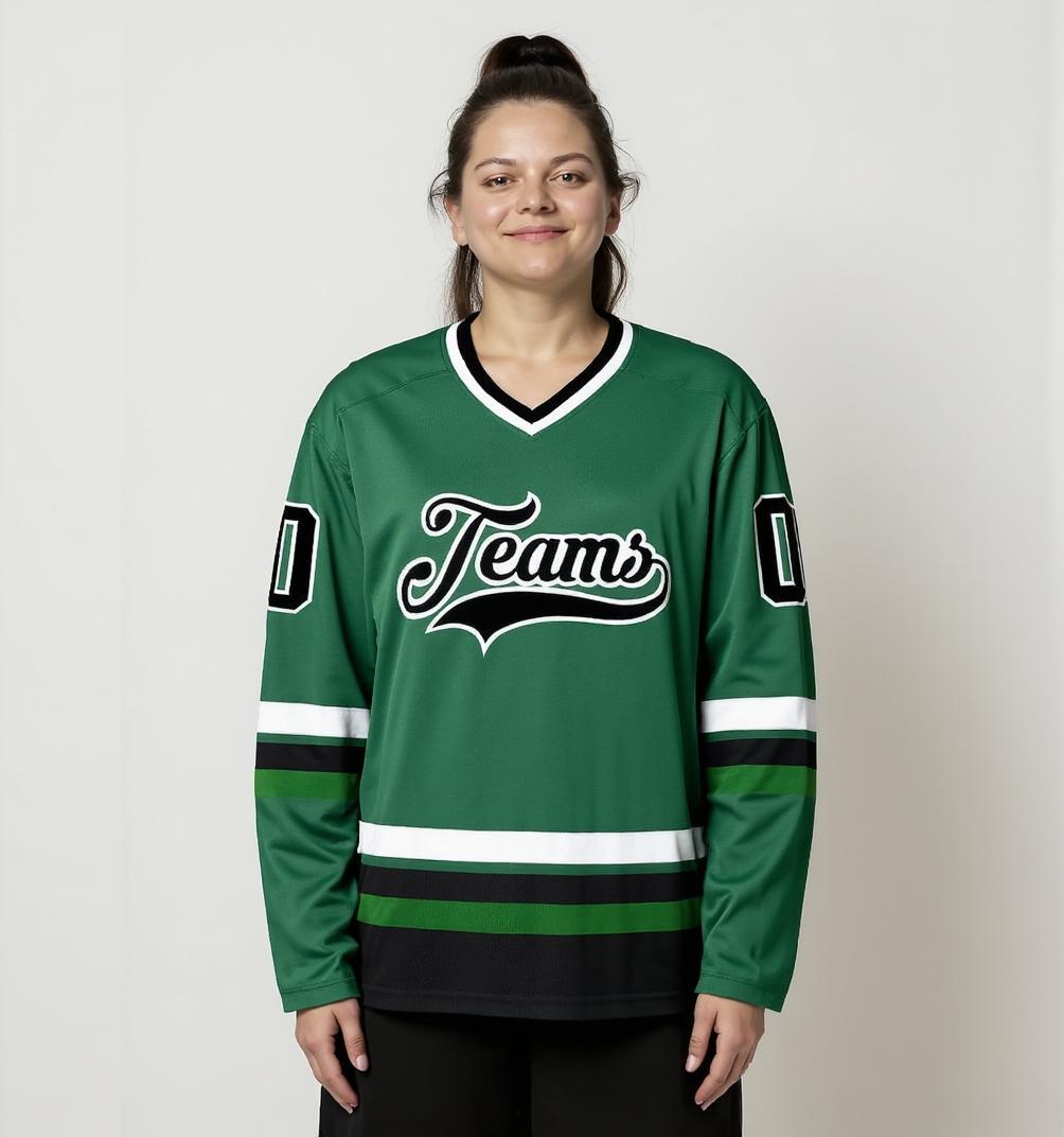 Custom Midnight Green & Black/White Hockey Jersey
