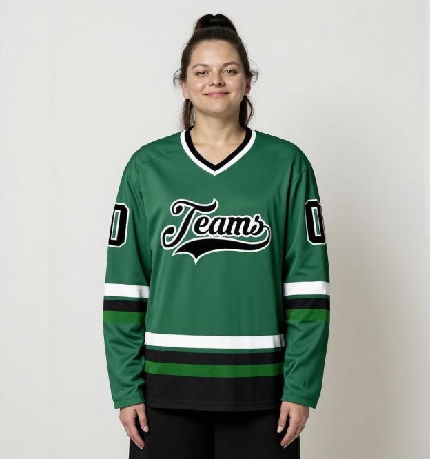 Custom Midnight Green & Black/White Hockey Jersey