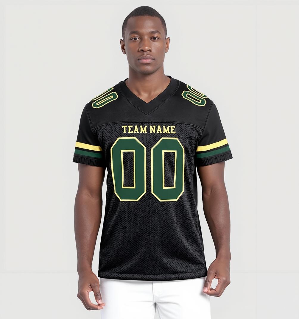 Custom Black & Green/White Football Jersey