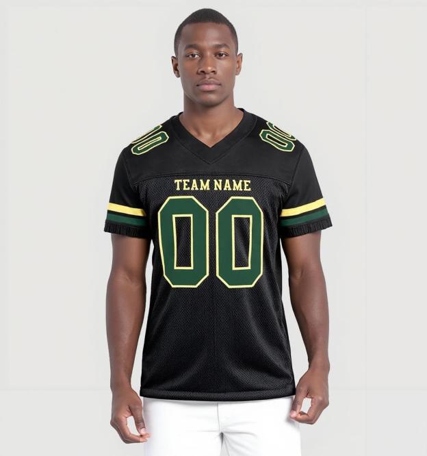 Custom Black & Green/White Football Jersey