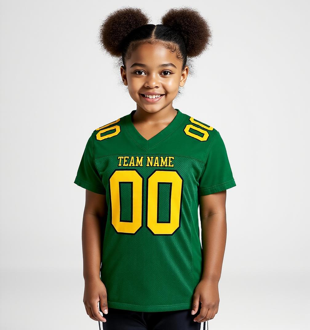 Custom Kelly Green & Yellow/Black Football Jersey