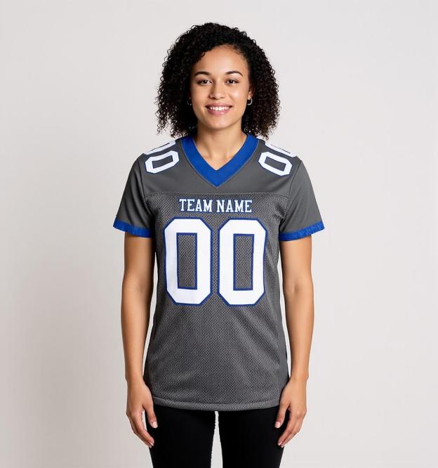 Custom Dark Grey & White/Royal Football Jersey