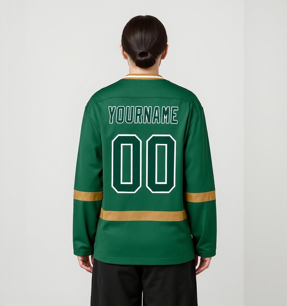 Custom Midnight Green & White Hockey Jersey