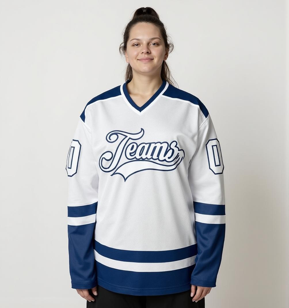 Custom White & Navy Hockey Jersey