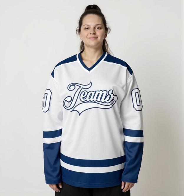 Custom White & Navy Hockey Jersey