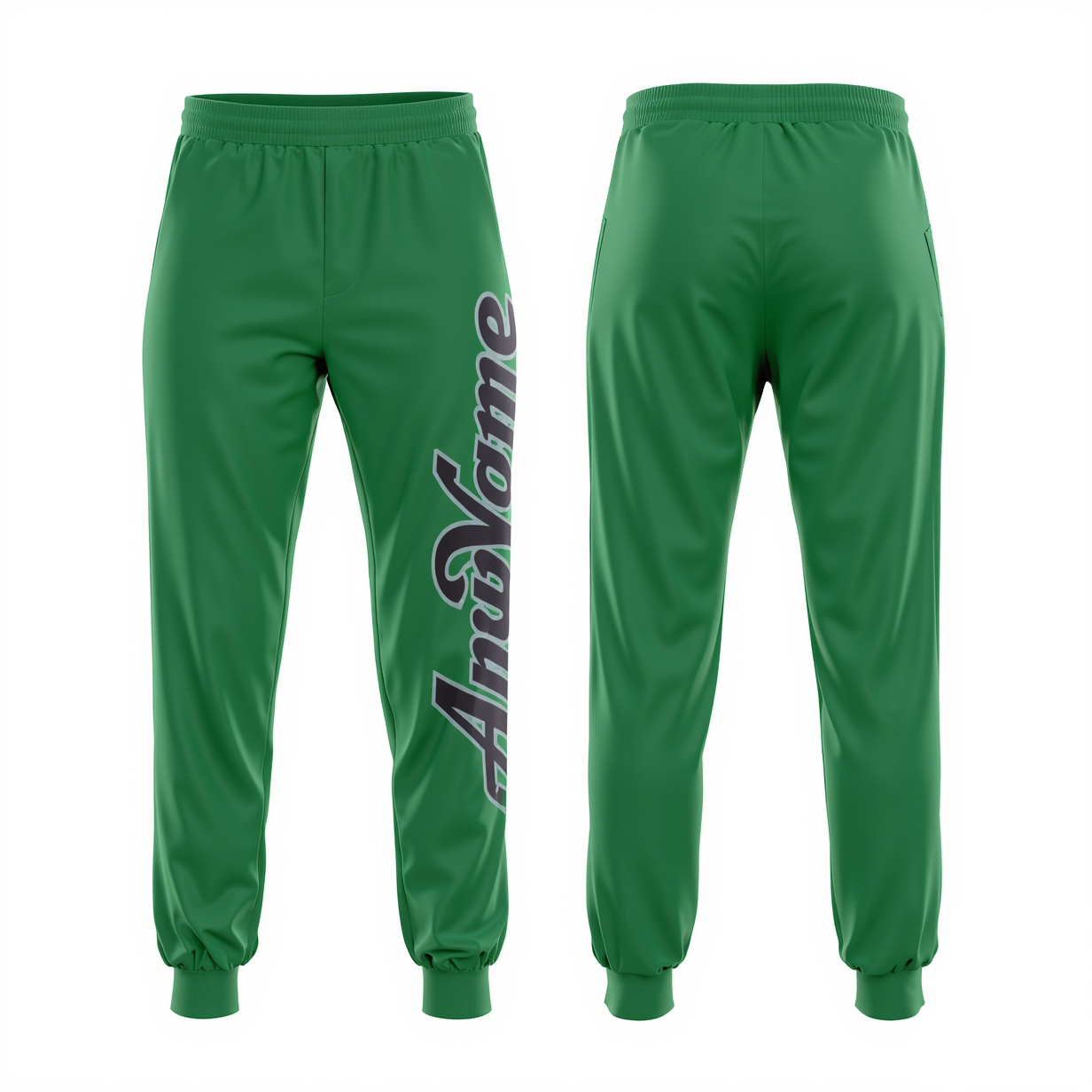 Custom Kelly Green & Black/Grey Fleece Jogger Sweatpants