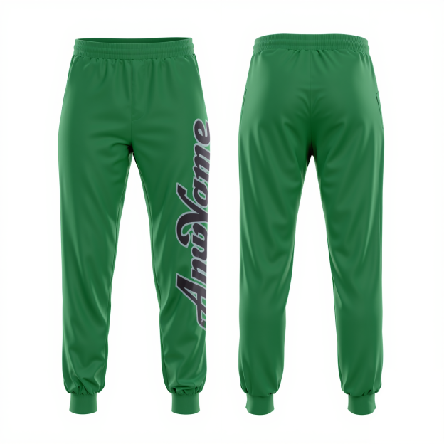 Custom Kelly Green & Black/Grey Fleece Jogger Sweatpants