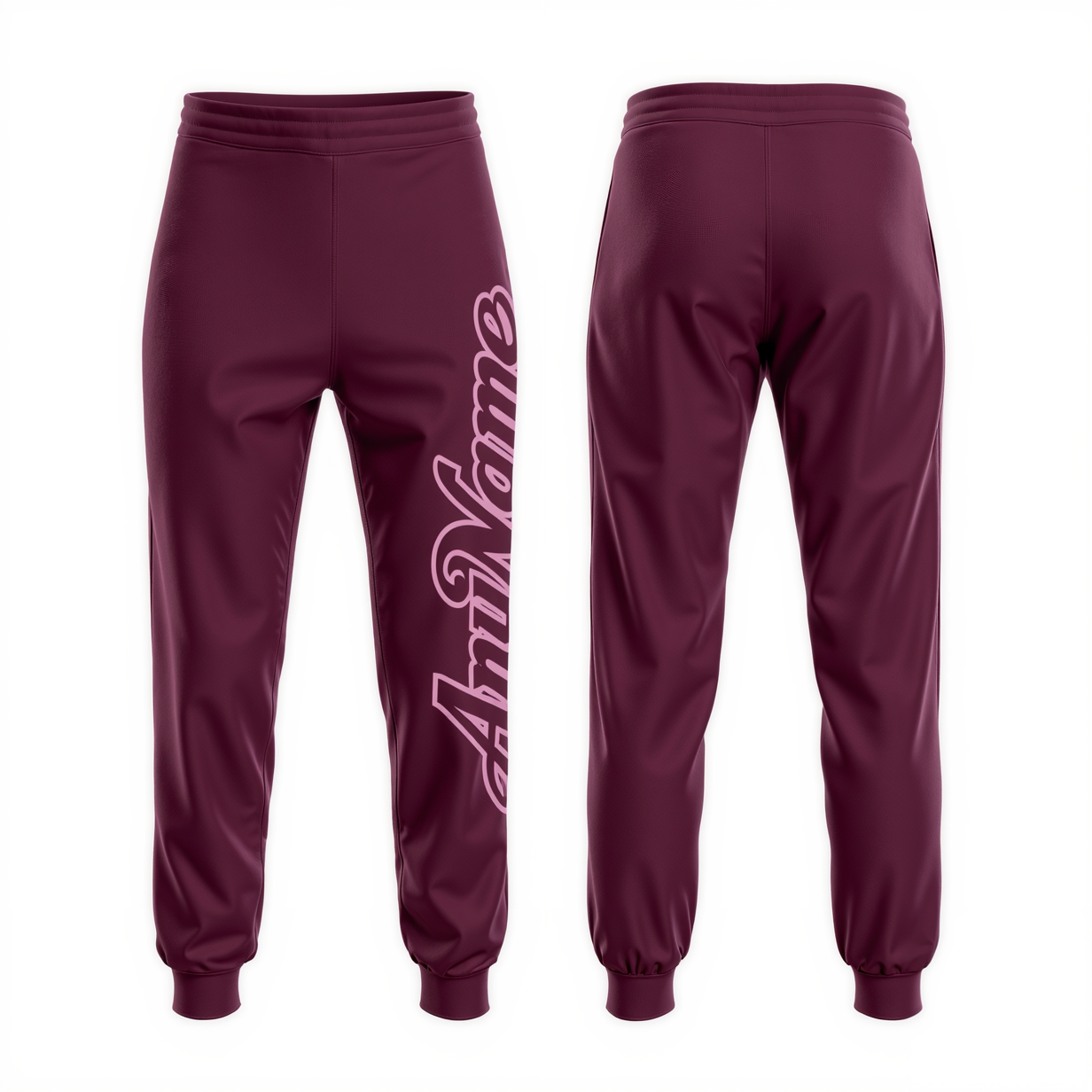 Custom Burgundy & Pink Fleece Jogger Sweatpants