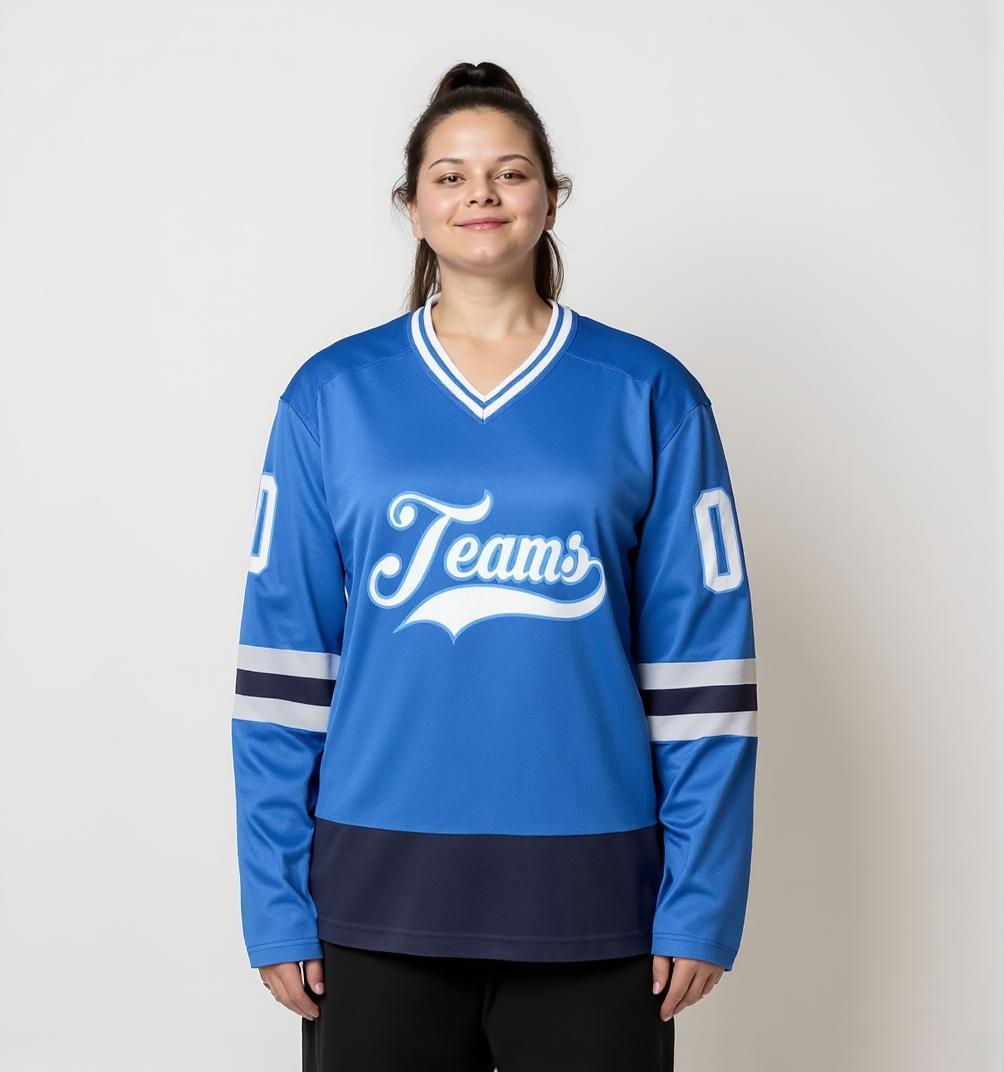 Custom Royal Blue & White Hockey Jersey