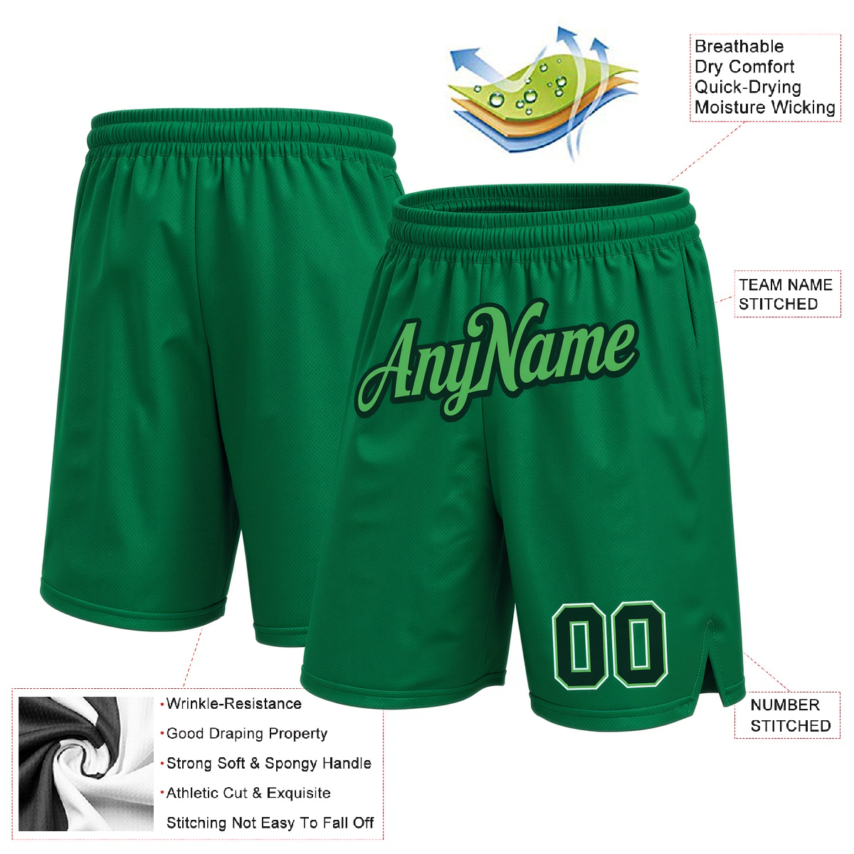 Custom Green & Midnight Green/White Shorts