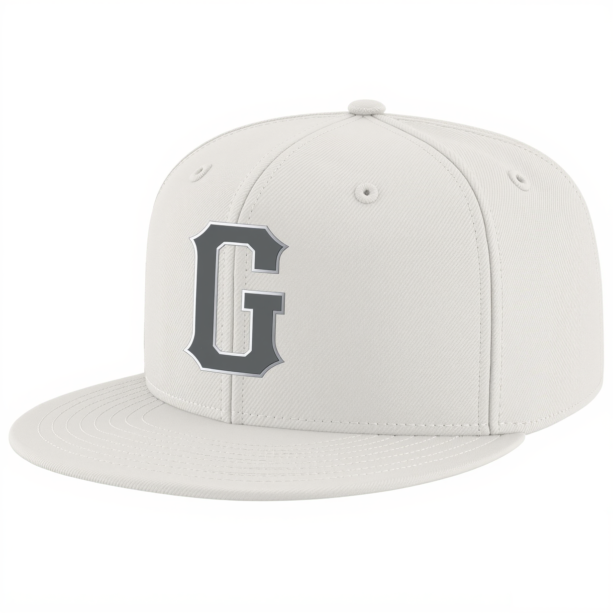 Custom White & Dark Grey/Sliver Stitched Adjustable Snapback Hat