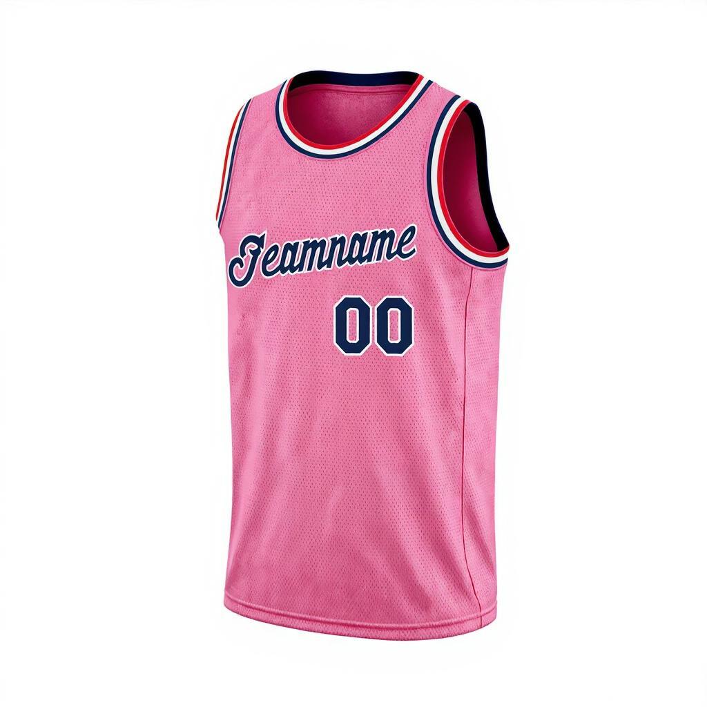 Custom Pink & Navy/White Basketball City Edition Jersey