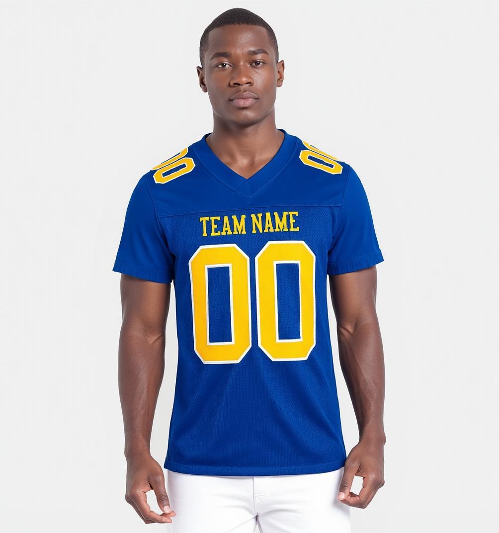 Custom Royal & Yellow/White Football Jersey