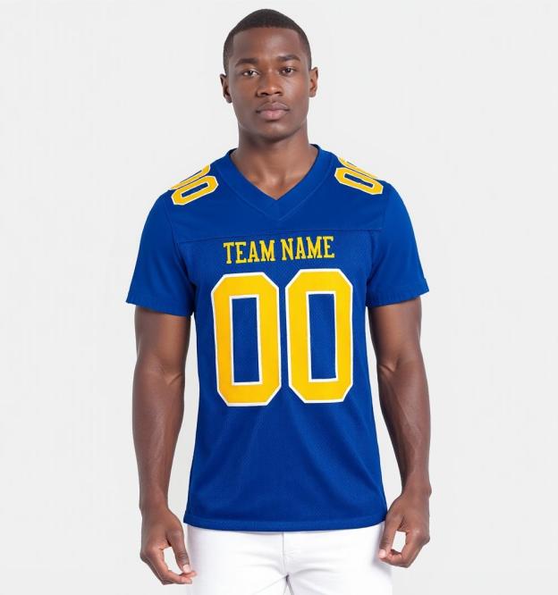 Custom Royal & Yellow/White Football Jersey