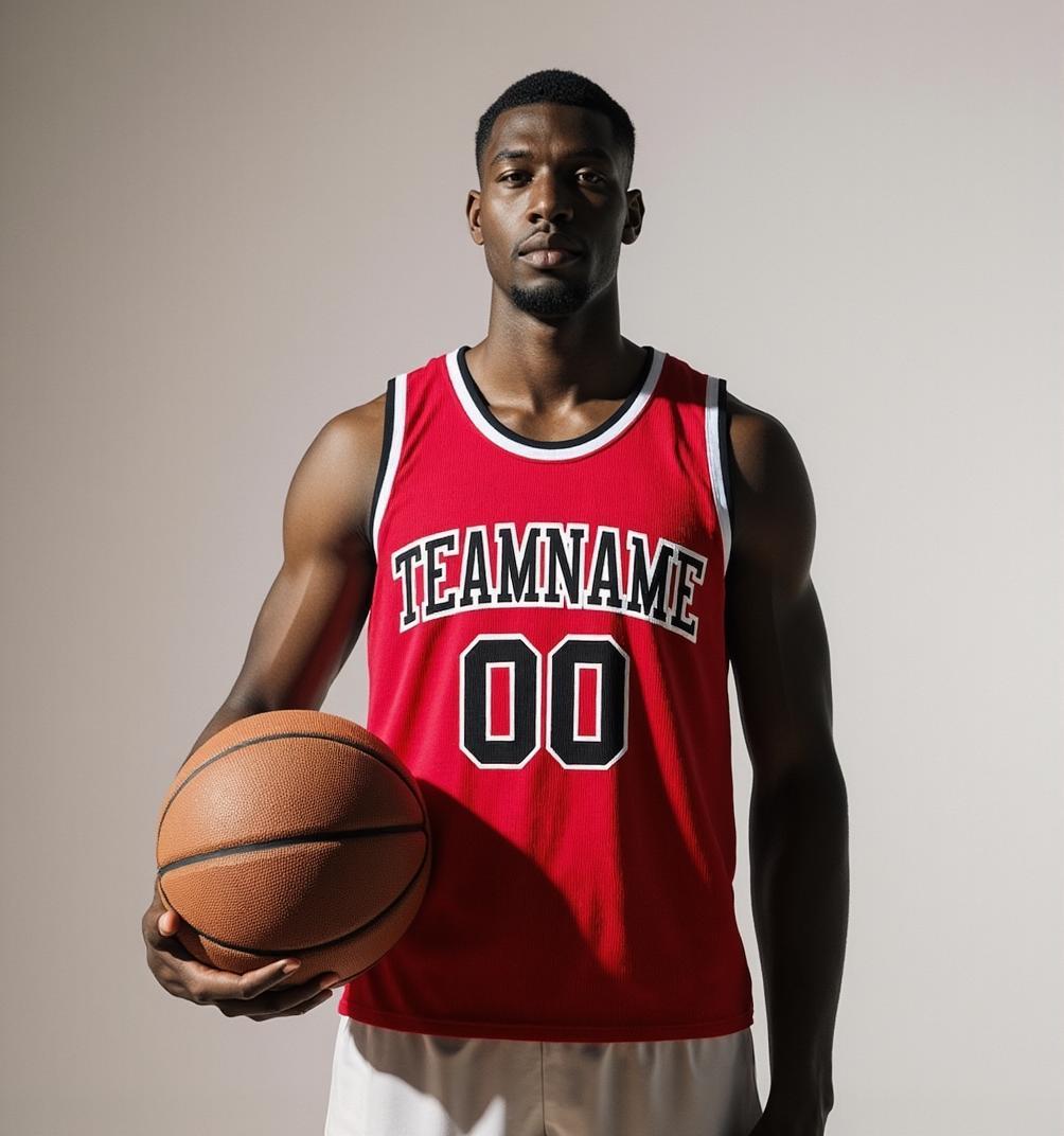 Custom Red & Black/White Basketball Throwback Jersey