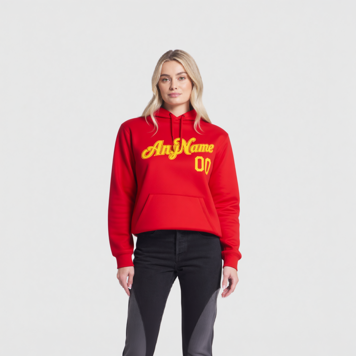 Custom Red & Yellow Pullover Sports Sweatshirt Hoodie