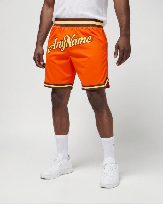 Custom Orange & Cream/Brown Throwback Shorts