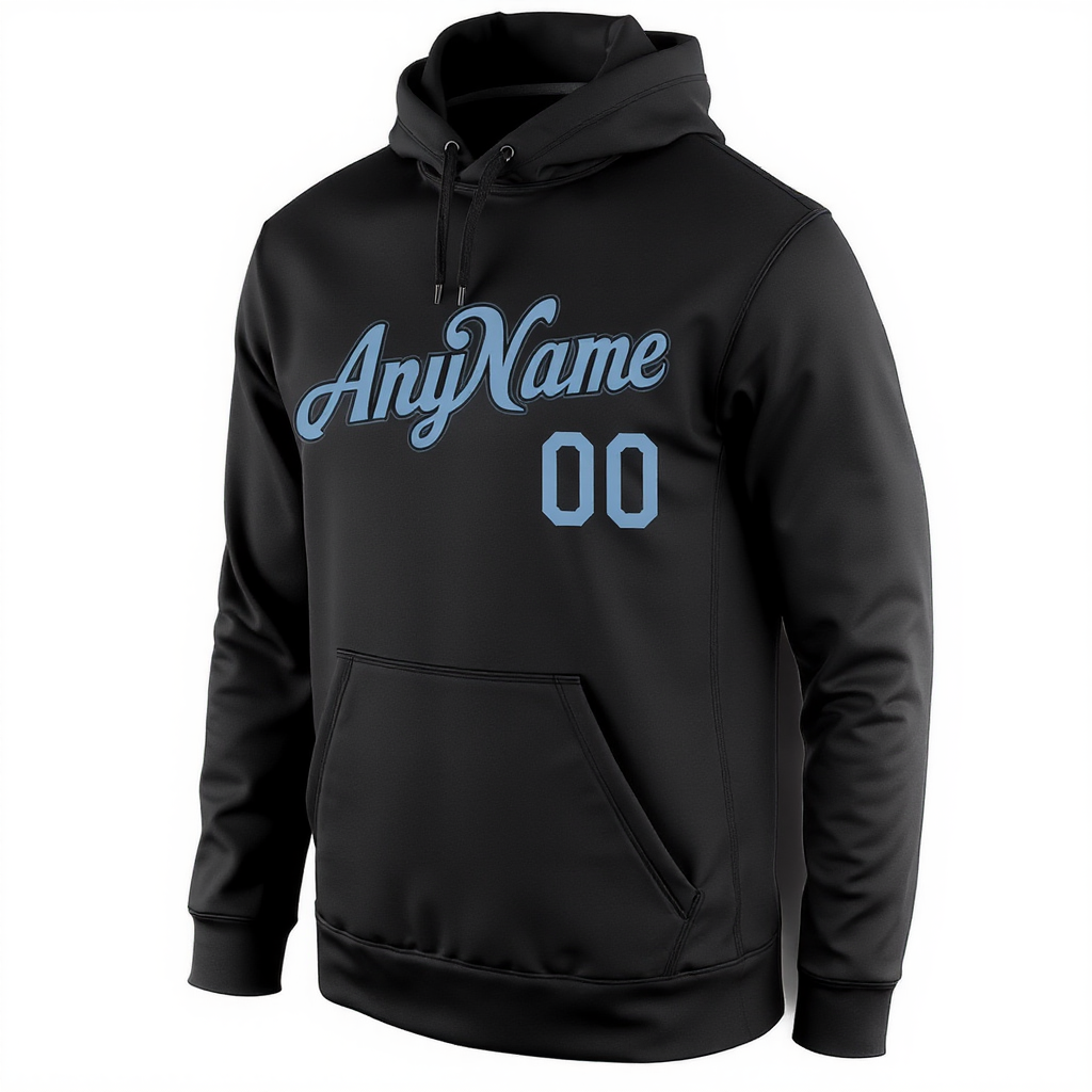 Custom Black & Blue Pullover Sports Sweatshirt Hoodie